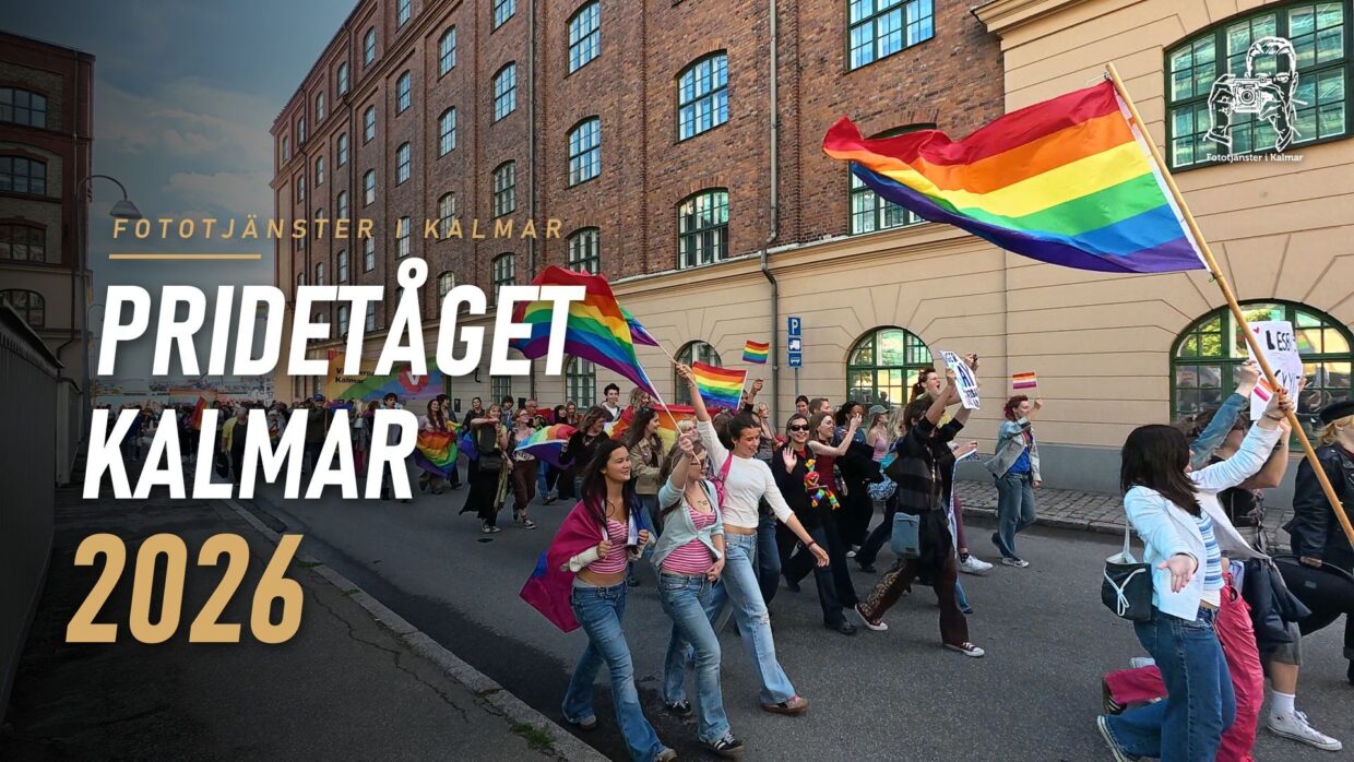 Pridetåget Kalmar 2026 – deltagare med regnbågsflaggor